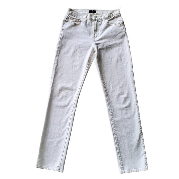 7 for All Mankind Peggi  High Rise Tapered Straight Leg Jeans White Size 29 - Picture 2 of 16